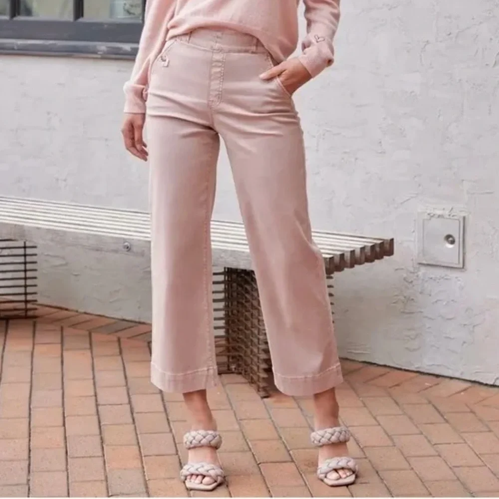 SPANX Maeve Stretch Twill Cropped Wide Wide-Leg Pant M - Picture 2 of 11